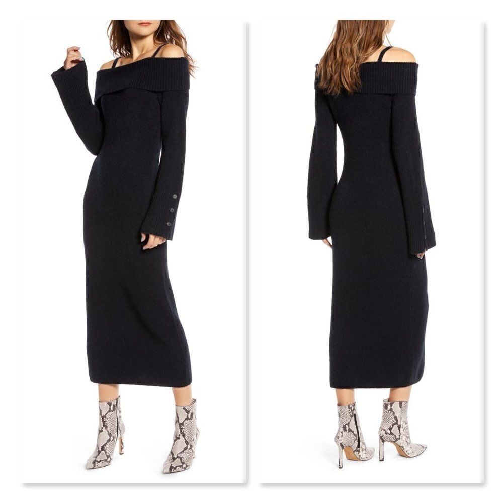 Something Navy Cold Shoulder Sweater Dress